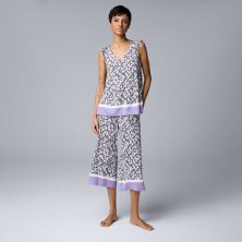 Women's Simply Vera Vera Wang Pajama Tank And Pajama Culotte Pants Sleep Set Simply Vera Vera Wang
