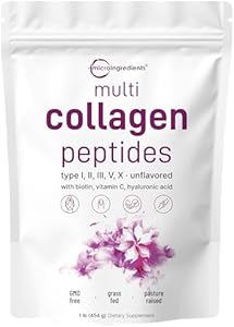 Micro Ingredients Hydrolyzed Collagen Peptides Powder, 1lb | Grass Fed Bovine Collagen for Women & Men | Type I & III Unflavored | Easy Mixing Vital Nutrients for Healthy Hair, Skin & Joints Micro Ingredients