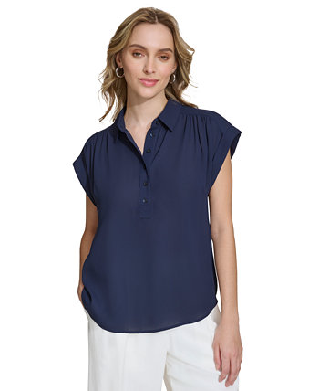 Женская рубашка с коротким рукавом на пуговицах спереди Calvin Klein