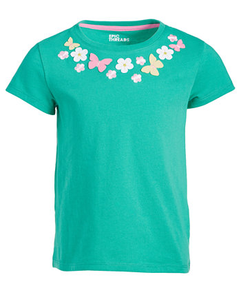 Toddler & Little Girls Butterfly Flower Appliqués T-Shirt, Created for Macy's Epic Threads