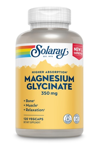 Магний Глицинат - 350 мг на порцию - 120 веганских капсул - Solaray Solaray