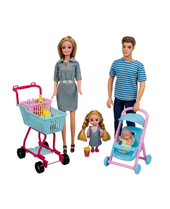 Family Doll 5-Piece Set with Accessories Playtime Toys