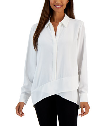 Женская блуза-туника с вырезом внахлест и пуговицами спереди T Tahari