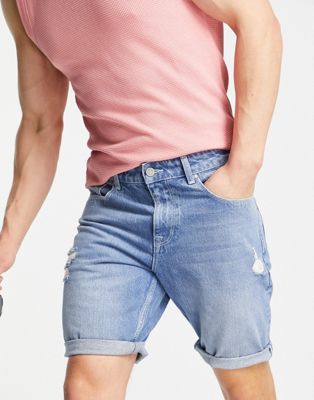 Узкие джинсовые шорты с потертостями ASOS DESIGN ASOS DESIGN