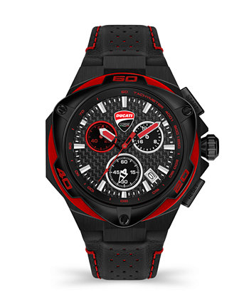 Мужские кварцевые часы из натуральной кожи черного цвета 49 мм Ducati Corse