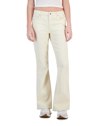 Juniors' Mid-Rise Flared Utility Jeans Celebrity Pink