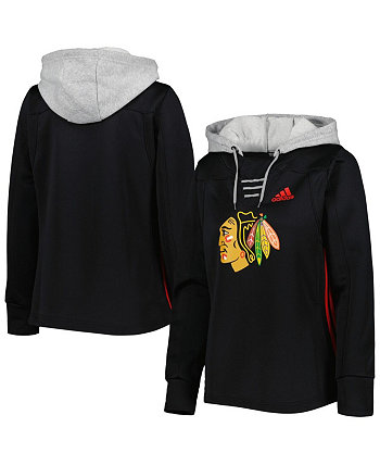 Женский черный пуловер с капюшоном Chicago Blackhawks Skate Lace Team Adidas