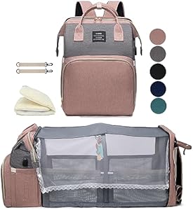 Diaper Bag Backpack with Changing Station: Pink Baby Toddler Bags for Girls Boys Women Large Big Travel Backpack Pañaleras Modernas Para Bebe Niña Newborn Essentials Mom Must Haves Baby Registry Houscly