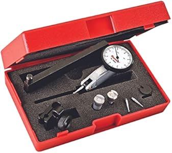 Starrett Dial Test Indicator with Dovetail Mount, Two Dovetail Clamps, Swivel Post Holder and Case - 1-1/4" White Diameter, .008" Range, 0-4-0 Dial Reading, .0001" Graduations - 3808AC Starrett