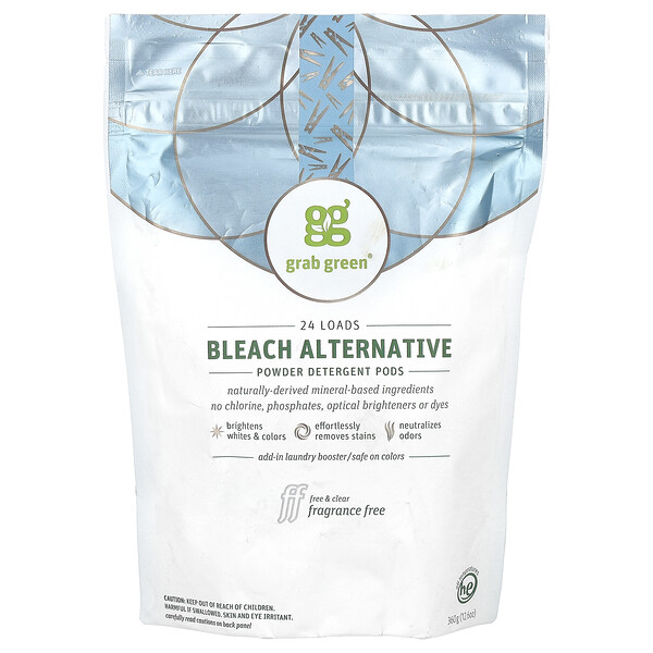 Bleach Alternative Pods, без отдушек, 24 загрузки, 15,2 унции (432 г) Grab Green