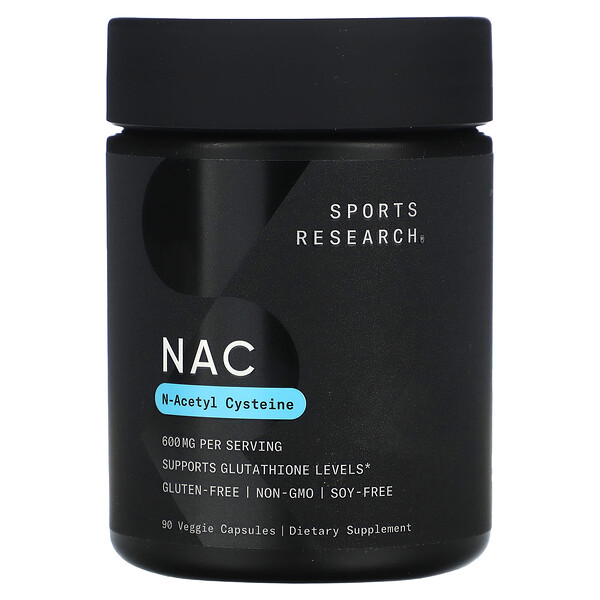 NAC, N-Ацетилцистеин - 600 мг - 90 растительных капсул - Sports Research Sports Research