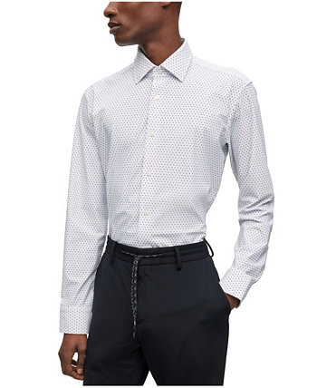 Мужская рубашка классического кроя из эластичного джерси с принтом BOSS BOSS