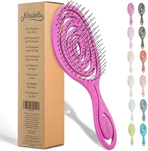 Ninabella Organic Detangling Hair Brush for Women, Men & Children - Does not Pull on Hair - Hair Straightening Brushes for Straight, Curly & Wet Hair - Unique Spiral Hairbrush Ninabella