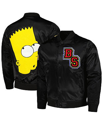 Мужская черная атласная куртка с длинными кнопками The Simpsons Bart Simpson Freeze Max