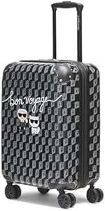 Karl Lagerfeld Paris Expandable Spinners Hardside Bon Voyage Suitcase, Black/Grey Karl Lagerfeld