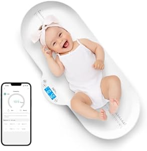 Smart Baby Scale, Pet Scale, Toddler Scale with App, Digital Weighing Scale for Newborn Infant Toddler Cat Puppy Animals with Auto Hold Function, LCD Display, Accurately Precision at ± 0.1oz（Smart） Heyvalue