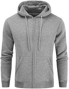 Gesean Men's Zip Up Fleece Hoodie Casual Drawstring Hooded Sweatshirt with Kanga Pocket Gesean