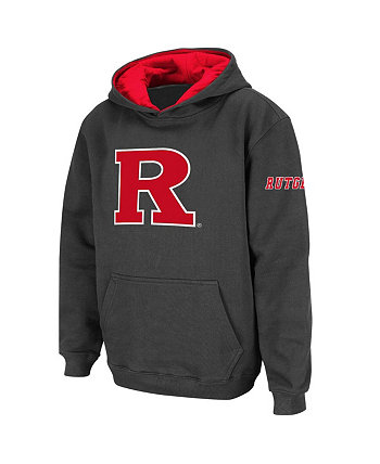 Youth Boys Charcoal Rutgers Scarlet Knights Big Logo Pullover Hoodie Stadium Athletic