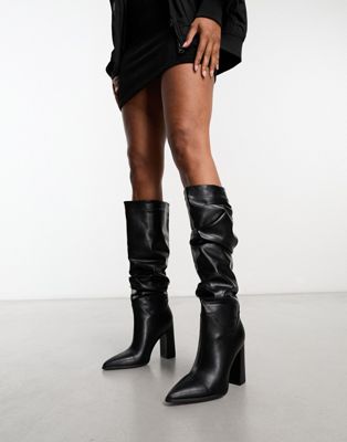 Simmi London Jacques ruched knee boots in black SIMMI Shoes