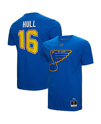 Мужская синяя футболка Brett Hull St. Louis Blues с именем и номером Mitchell & Ness