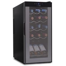 NutriChef Digital Electric 15 Bottle Thermoelectric Wine Chiller Cooler, Black NutriChef