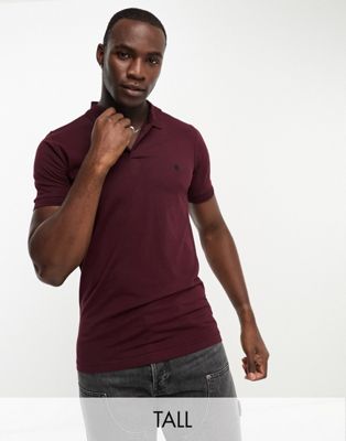 Мужская рубашка-поло высокого размера French Connection в бордовом цвете French Connection