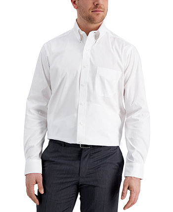 Мужская однотонная оксфордская рубашка классического / стандартного кроя, не требующая особого ухода, создана для Macy's Club Room