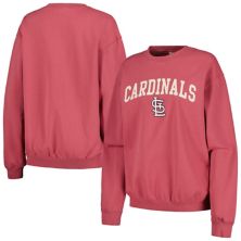Women's Soft as a Grape Red St. Louis Cardinals Pigment Dye Pullover Sweatshirt Soft As A Grape
