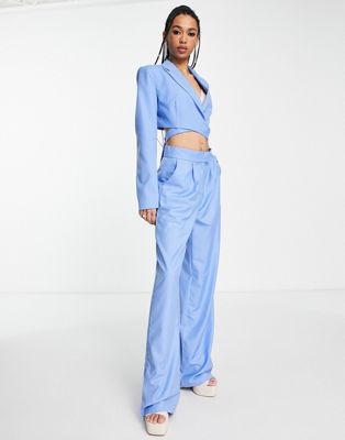 Kyo lose fit tailored pants with zip slit in cornflower blue - part of a set KYO