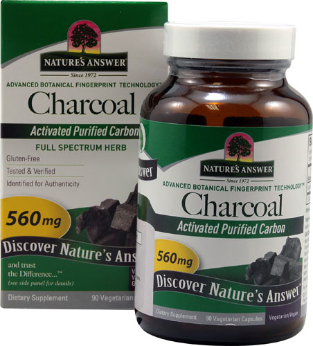 Nature's Answer Древесный уголь -- 560 мг -- 90 вегетарианских капсул Nature's Answer