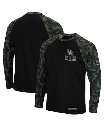 Мужская черная футболка Kentucky Wildcats OHT с длинным рукавом и камуфляжным принтом в стиле милитари реглан Colosseum