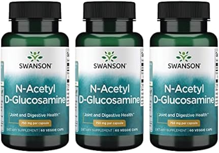 Swanson N-Acetyl D-Glucosamine - Natural Supplement Promoting Joints Support & Gastrointestinal Health - Natural Formula Supporting Healthy Cartilage - (60 Veggie Capsules (Капсулы на растительной основе), 750mg Each) 2 Pack Swanson