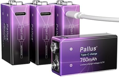 Литиевые аккумуляторы 9V, 760 мАч, 2 шт, с USB и кабелем Type-C Pallus