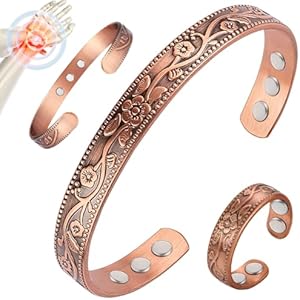 Copper Bracelets for Women 99% Pure Copper Bracelet Cuff Bangle Strength Magnets Adjustable Copper Magnetic Bracelet with Gift Box for Christmas (Braided Tricolour) Cigmag