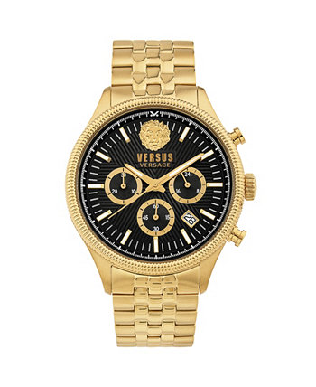 Мужские часы с хронографом и датой, кварцевая колонна, золотистый браслет из нержавеющей стали, диаметр 44 мм Versus Versace