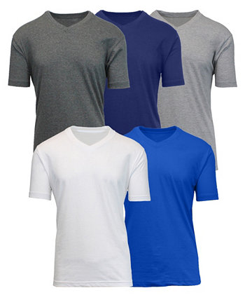 Men's Short Sleeve V -Neck Tee-5 Pack Blue Ice
