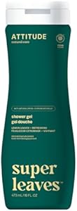 ATTITUDE Body Wash, EWG Verified Shower Gel, Dermatologically Tested, Plant and Mineral-Based, Vegan Personal Care Products, Lemon Leaves, 16 Fl Oz ATTITUDE