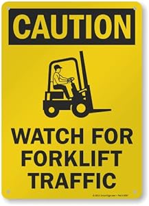 "Caution - Watch For Forklift Traffic" Sign By SmartSign | 10" x 14" Aluminum SmartSign