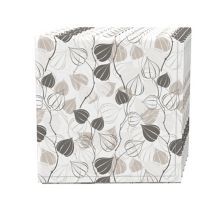 Napkin Set, 100% Polyester, Set of 4, 18x18&#34;, Outlined Abstract Leaves Fabric Textile Products
