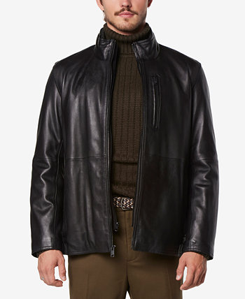 Мужская гоночная куртка Wollman из гладкой кожи со съемным внутренним нагрудником Marc New York