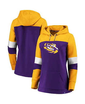 Фиолетово-золотистый женский пуловер с капюшоном LSU Tigers Iconic с цветными блоками Fanatics