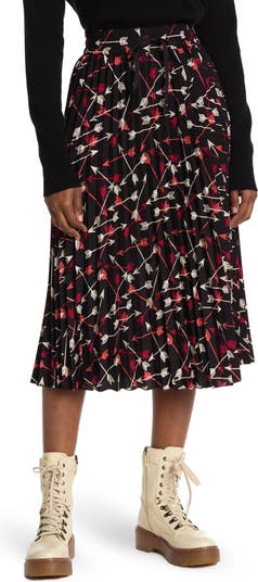 Креповая юбка-миди со складками и принтом стрел RED VALENTINO