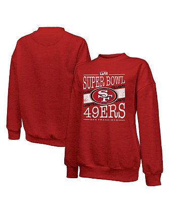 Женский трикотажный пуловер с принтом Threads Scarlet San Francisco 49ers Super Bowl LVIII Primetime Tri-Blend, толстовка Majestic