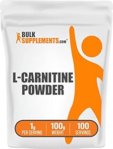 BulkSupplements.com L-Carnitine Powder (Порошок) - Carnitine Supplement, L Carnitine 1000mg, Carnitine Powder - Amino Acid Supplement, Gluten Free, 1g per Serving (Порция), 100g (3.5 oz (Унции)) (Pack of 1) BulkSupplements