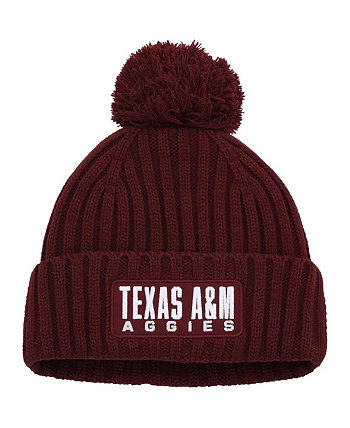 Мужская темно-бордовая вязаная шапка Texas A&M Aggies Modern в рубчик с манжетами и помпоном Adidas