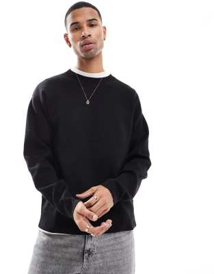 Jack & Jones oversized compact knitted sweater in black Jack & Jones