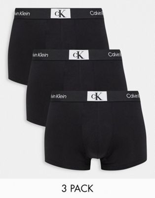 Черные хлопковые трусы из трех пар Calvin Klein CK 96 Calvin Klein