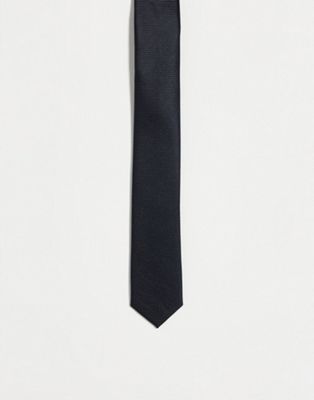ASOS DESIGN satin skinny tie in black ASOS DESIGN