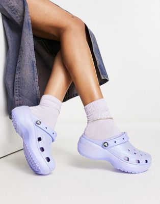 Crocs platform clogs in lilac glitter Crocs