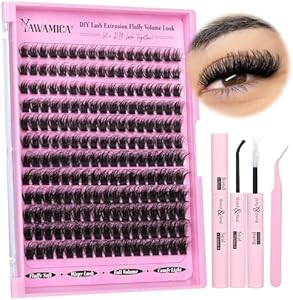 Yawamica Fluffy Cluster Eyelash Extensions 10-16mm Wispy Lash Clusters Thick 100D Volume Individual Lashes D Curl Eyelash Clusters 240pcs DIY Lash Extension at Home for Beginners Yawamica